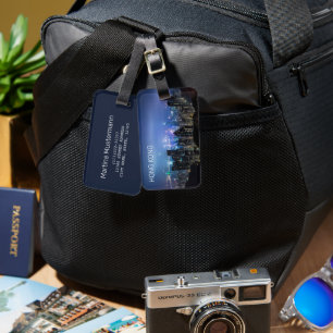 Hong Kong Island Skyline Panorama Night Souvenir Luggage Tag