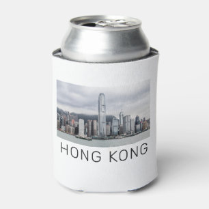 Hong Kong Island Skyline Retro Cityscape Vintage Can Cooler
