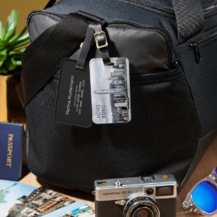 Hong Kong Island Skyline Retro Cityscape Vintage Luggage Tag