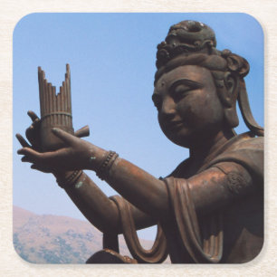 Hong Kong, Lantau Island, Po Lin Monastery Square Paper Coaster