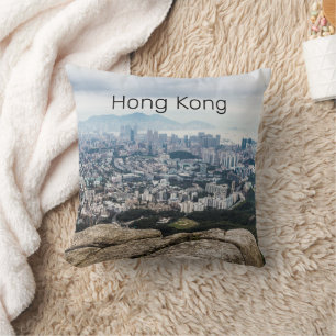 Hong Kong Lion Rock Hill Skyline Panorama Souvenir Cushion