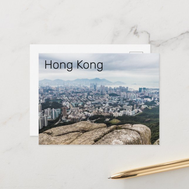 Hong Kong Lion Rock Hill Skyline Panorama Souvenir Holiday Postcard (Front/Back In Situ)