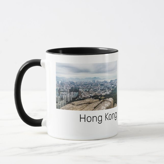 Hong Kong Lion Rock Hill Skyline Panorama Souvenir Mug (Left)