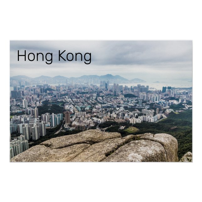 Hong Kong Lion Rock Hill Skyline Panorama Souvenir Poster (Front)