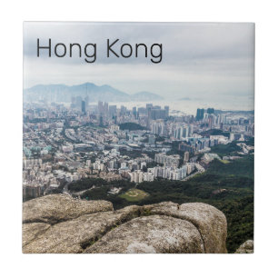 Hong Kong Lion Rock Hill Skyline Panorama Souvenir Tile