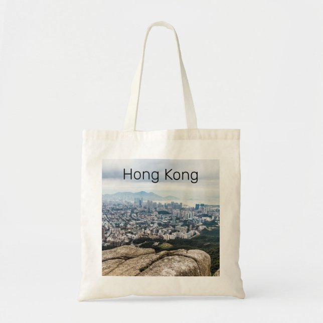 Hong Kong Lion Rock Hill Skyline Panorama Souvenir Tote Bag (Front)