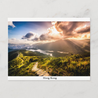 Hong Kong Mountainscape at sunset Postcard