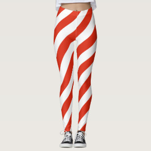 Hong Kong National Flag Colours Diagonal Striped Leggings