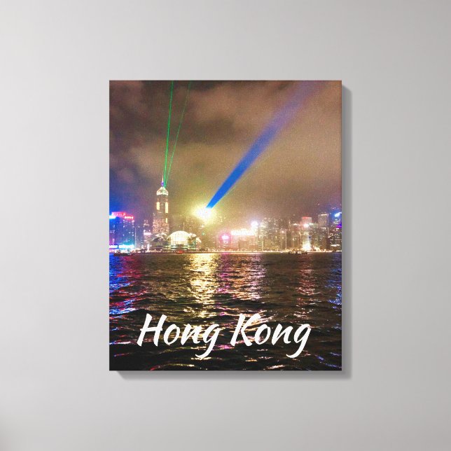 Hong Kong night lights city skyline modern travel Canvas Print (Front)
