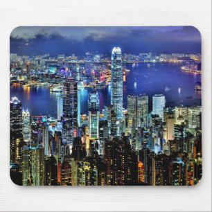 Hong Kong night skyline Mouse Mat