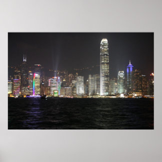 Hong Kong Night Skyline Poster