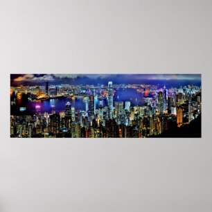 Hong Kong night skyline Poster