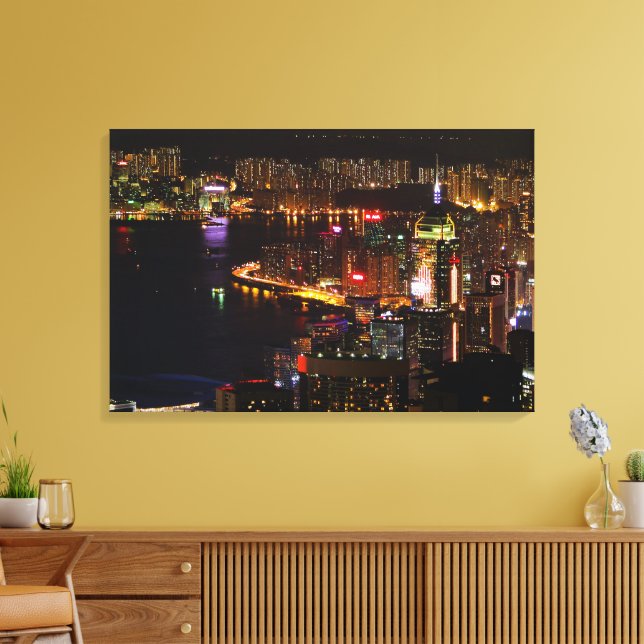 Hong Kong Nightscape Stretch Canvas Print (Insitu(LivingRoom))