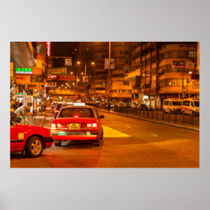Hong Kong quiet nigh street travel scene at Mong k Poster