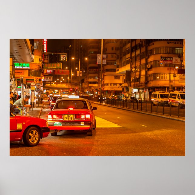 Hong Kong quiet nigh street travel scene at Mong k Poster (Front)