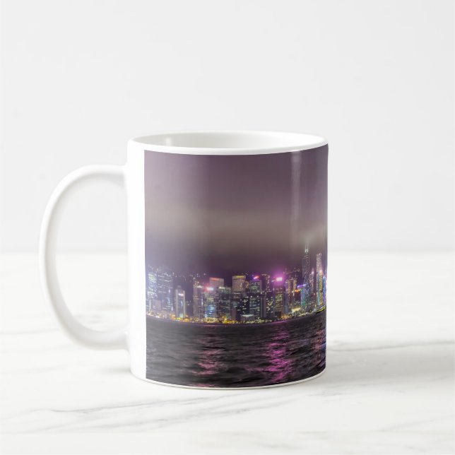 Hong Kong skyline at night Coffee Mug (Left)