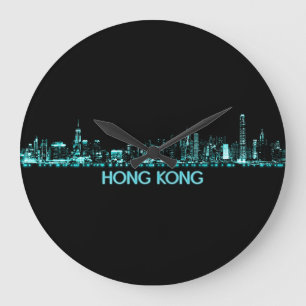 Hong Kong Skyline Large Clock