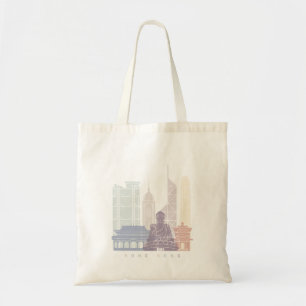 HONG KONG SKYLINE POSTER PASTEL TOTE BAG