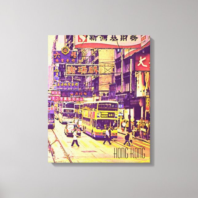 Hong Kong street scene vintage travel Canvas Print (Front)