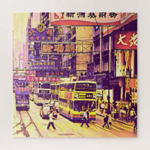 Hong Kong street scene vintage travel Jigsaw Puzzle