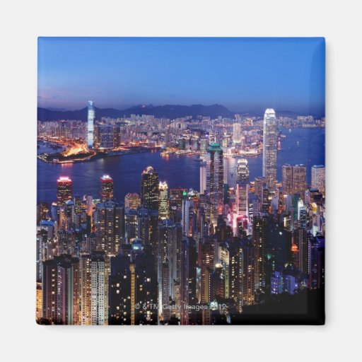 Image of Hong Kong Victoria Harbour at Night Magnet