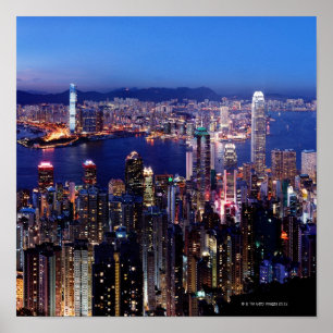 Hong Kong Victoria Harbour at Night Poster
