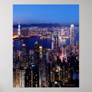 Hong Kong Victoria Harbour at Night Poster