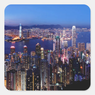 Hong Kong Victoria Harbour at Night Square Sticker