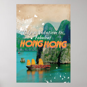 Hong Kong Vintage Travel Poster