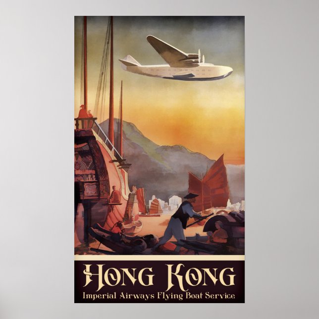 Hong Kong Vintage Travel Poster (Front)