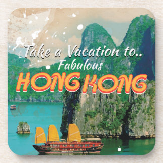 Hong Kong Vintage Travel Poster Coaster