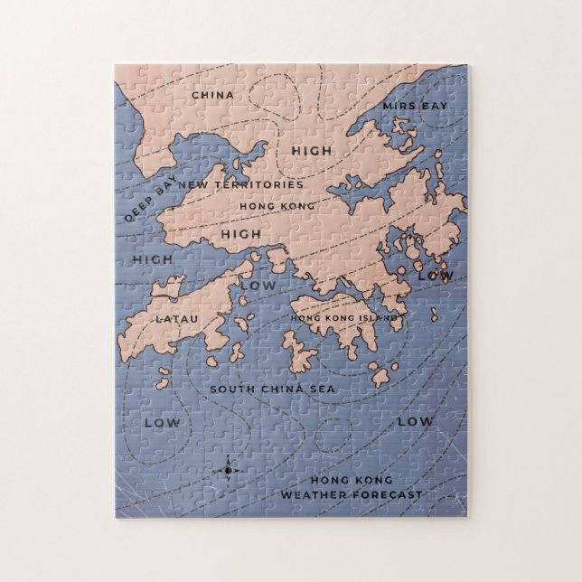 Hong Kong Vintage Weather Map Jigsaw Puzzle (Vertical)