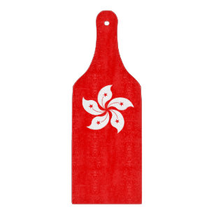 Hong Kong White Orchid Symbol on Red Cutting Board