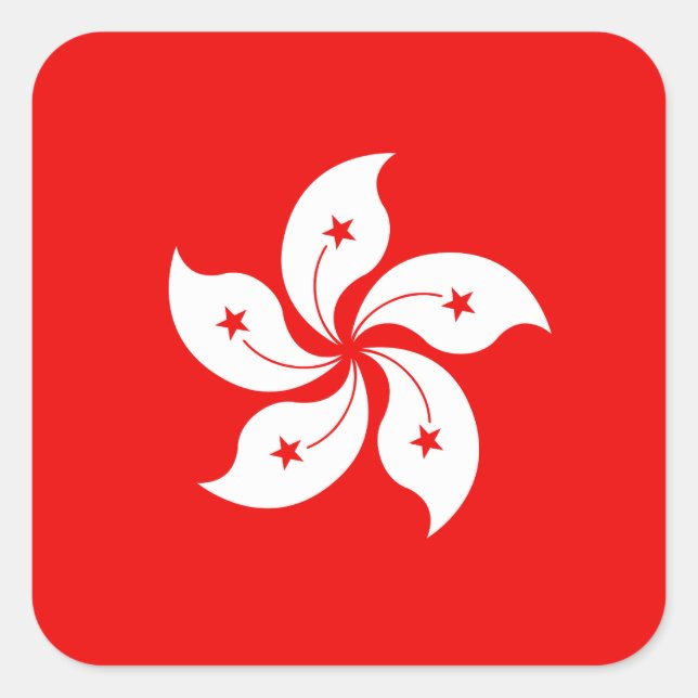 Hong Kong White Orchid Symbol Square Sticker (Front)