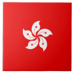 Hong Kong White Orchid Symbol Tile<br><div class="desc">A Hong Kong flag white orchid flower symbol on fire red offered on this fine custom gift to make for yourself or for someone special on your list. 
 
 
 Introducing</div>
