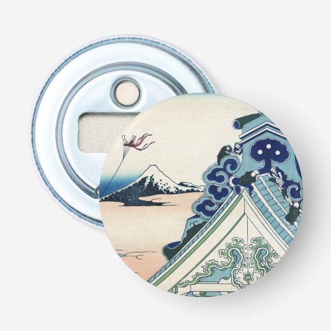 Honganji Temple Vista of Mt. Fuji Japanese Woodcut Bottle Opener (Front)