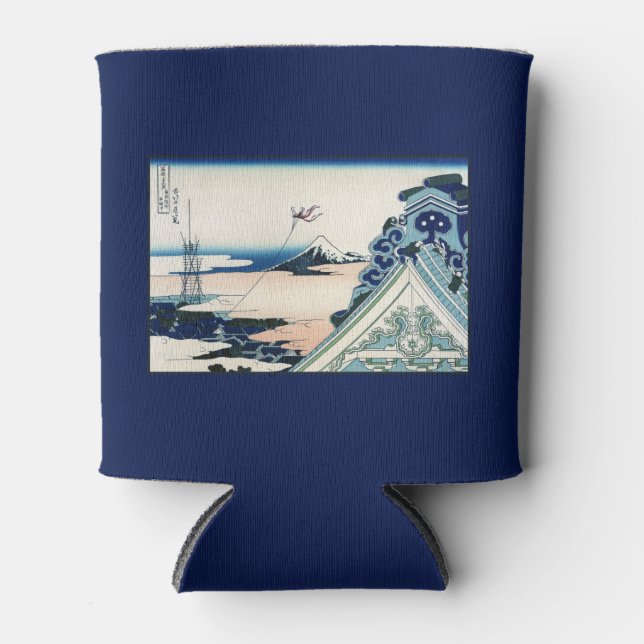 Honganji Temple Vista of Mt. Fuji Japanese Woodcut Can Cooler (Front)