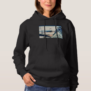 Honganji Temple Vista of Mt. Fuji Japanese Woodcut Hoodie