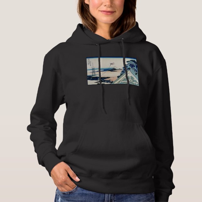 Honganji Temple Vista of Mt. Fuji Japanese Woodcut Hoodie (Front)