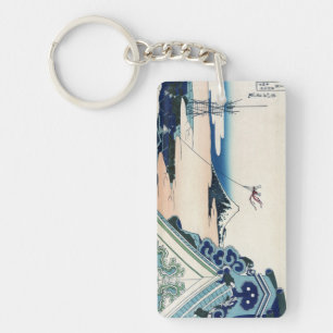 Honganji Temple Vista of Mt. Fuji Japanese Woodcut Key Ring