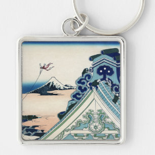 Honganji Temple Vista of Mt. Fuji Japanese Woodcut Key Ring