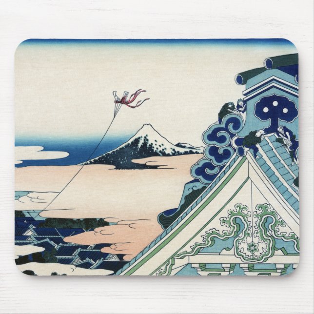 Honganji Temple Vista of Mt. Fuji Japanese Woodcut Mouse Mat (Front)