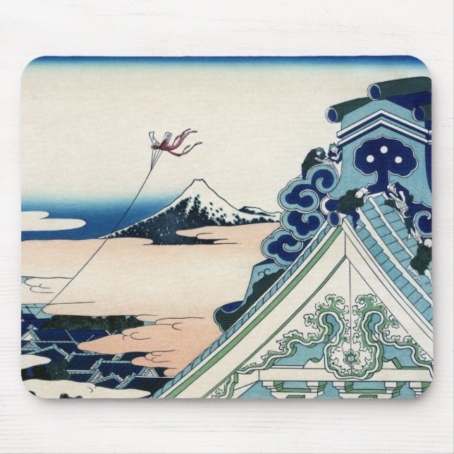 Honganji Temple Vista of Mt. Fuji Japanese Woodcut Mouse Mat (Front)