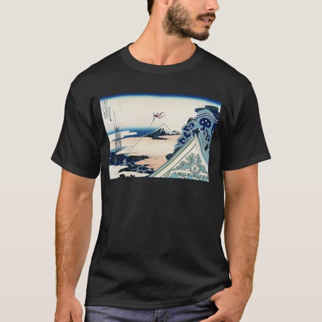 Honganji Temple Vista of Mt. Fuji Japanese Woodcut T-Shirt (Front)