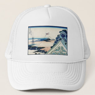 Honganji Temple Vista of Mt. Fuji Japanese Woodcut Trucker Hat