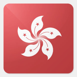 Hongkong square glossy flag square sticker