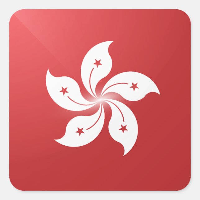 Hongkong square glossy flag sticker (Front)
