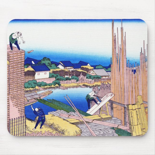 Honjo Tatekawa, the timberyard at Honjo Hokusai Mouse Mat (Front)