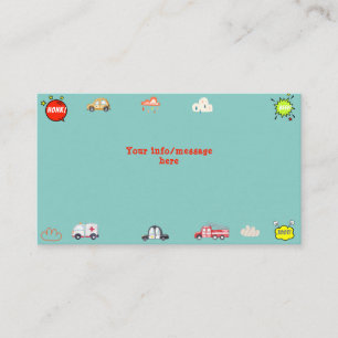 Honk beep toot vehicles boy birthday enclosure card
