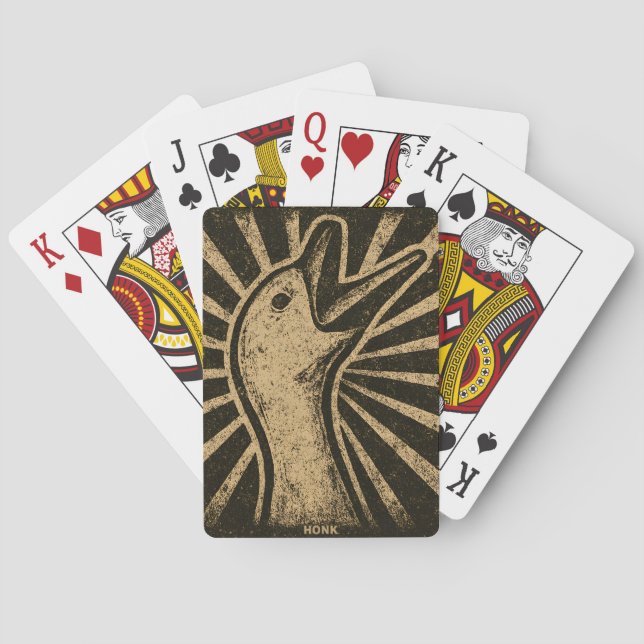 Honk Goose Funny Duck Chicken Meme Playing Cards (Back)